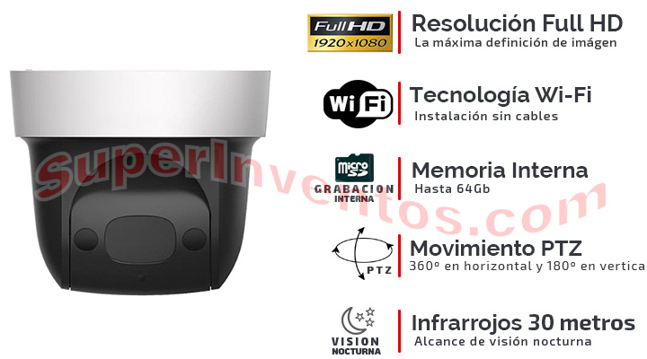 Cámara IP Wifi con grabación, tarjeta microSD, zoom óptico de 4 aumentos y movimiento.