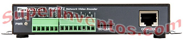 Detalle de las conexiones de audio y vídeo del servidor grabador FW3471