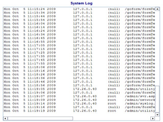 System Log del servidor web FlexWATCH 3471