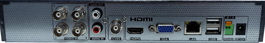 Detalle de las conexiones traseras del grabador Ultra HD 4K TVT