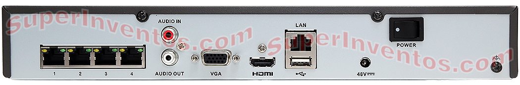 Switch PoE integrado en el grabador IP de 4 canales.