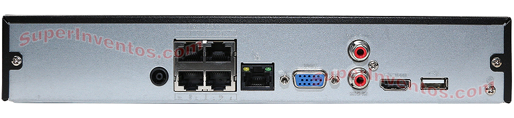 Conexiones traseras del grabador IP PoE 4 canales calidad 4K 8 Megapíxeles
