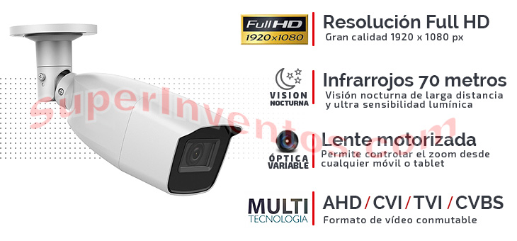 Cámara Full HD 1080P con ultra sensibilidad lumínica y zoom óptico motorizado.