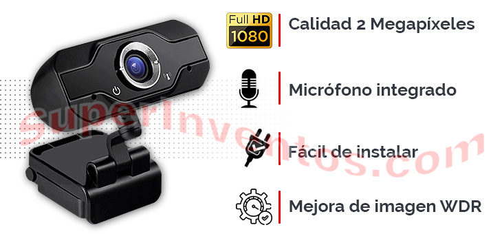 Webcam calidad Full HD con gran angular y micrófono integrado