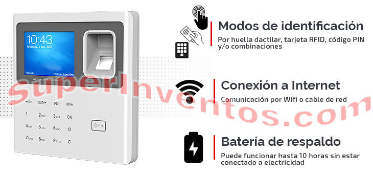 Control de presencia con Wifi, batería de respaldo e identificación por huella, RFID o código PIN
