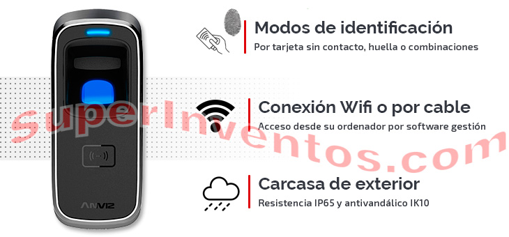 Control de acceso Wifi con lector de huella y tarjetas sin contacto. 