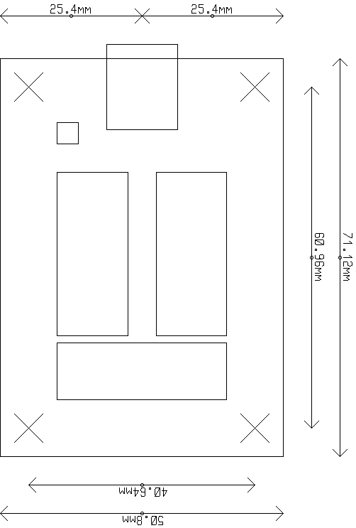 Dimensiones del circuito de control de reles USB-RLY02