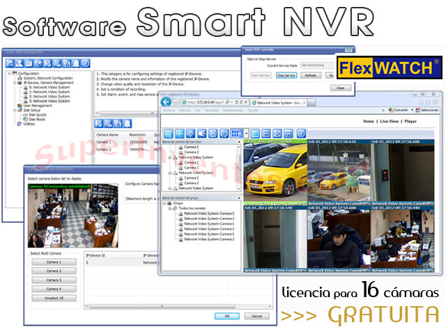 El software FlexWATCH Smart NVR es una aplicación avanzada para grabación de cámaras IP de alta definición que funciona bajo Windows y apenas consume recursos.
