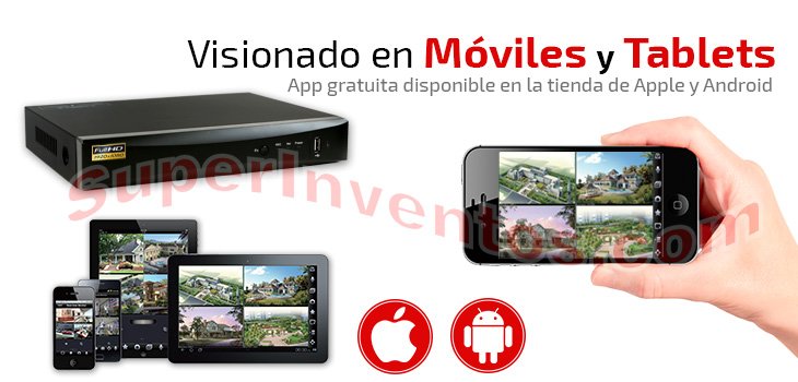 Kit videovigilancia compatible con móviles y tabletas.