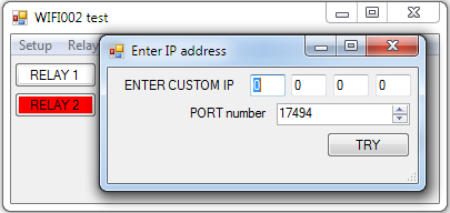 Interfaz para la apertura de puertos de la placa WIFI002